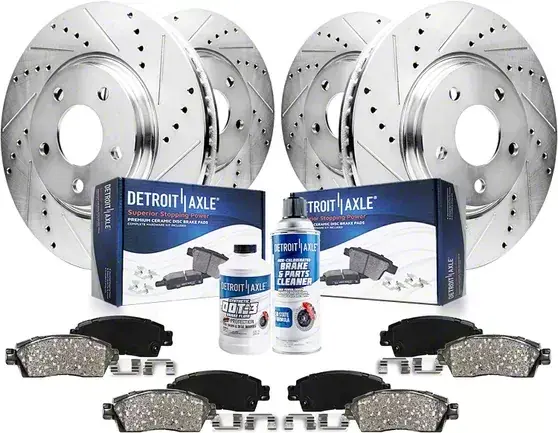 Don’t Miss Out Drilled and Slotted Brake Rotor, Pad, Brake Fluid and Cleaner Kit; Front and Rear