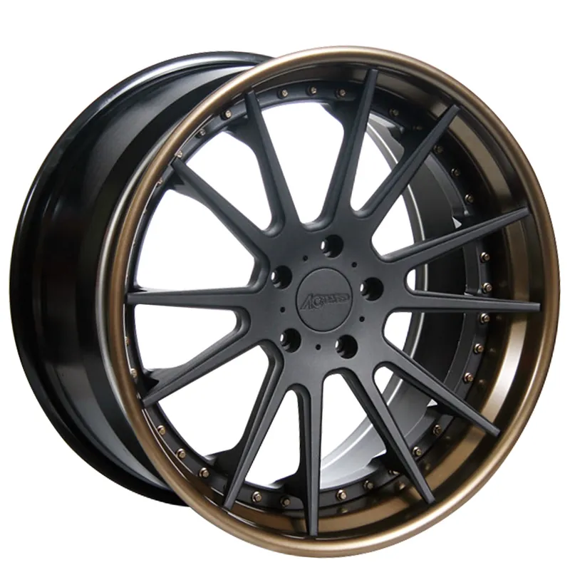20" AC Forged Wheels ACF703 Black Face with Bronze Lip Concaved Three Piece Rims Modern