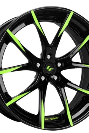 Limited Edition 22" Lexani Forged Wheels LZ-102 Gloss Black with Lime Green Tips Rims