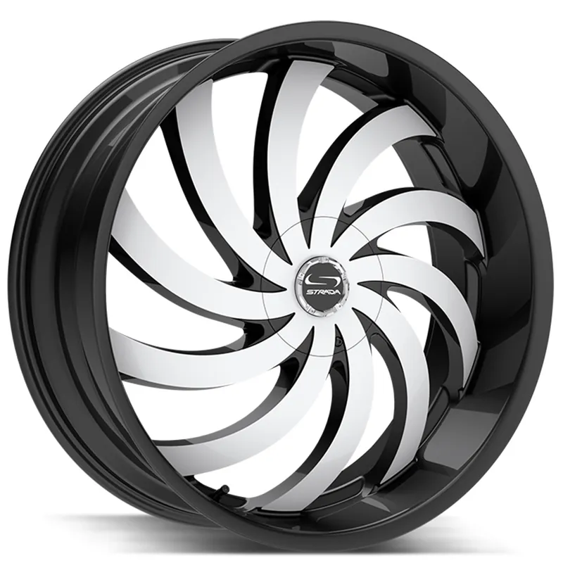 22" Strada Wheels Flame Gloss Black Machined Rims Bulk Order