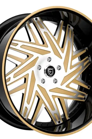 24" Lexani Forged Wheels LF-730 Leo Light Bronze Machined Face with Pin Stripe Black Lip Rims Cheap