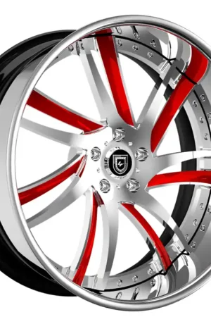 Handmade 24" Lexani Forged Wheels LF-736 Profile Chrome with Red Accents Rims
