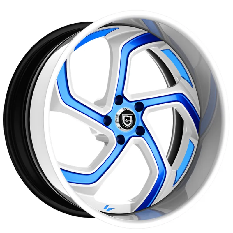 24" Lexani Forged Wheels LF-761 Swift White with Candy Blue Accents Rims Special Offer