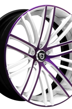 Free Delivery 24" Lexani Forged Wheels LZ-723 Gloss White with Dark Purple Accents Rims