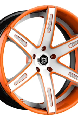 24" Lexani Forged Wheels LZ-725 Aqua White with Orange Accents and Crystal Inserts Rims Discount