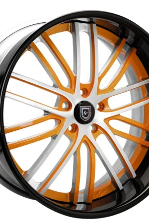 26" Lexani Forged Wheels LF-723 Orange with Brushed Silver Face Accents and Gloss Black Lip Rims Same Day Shipping