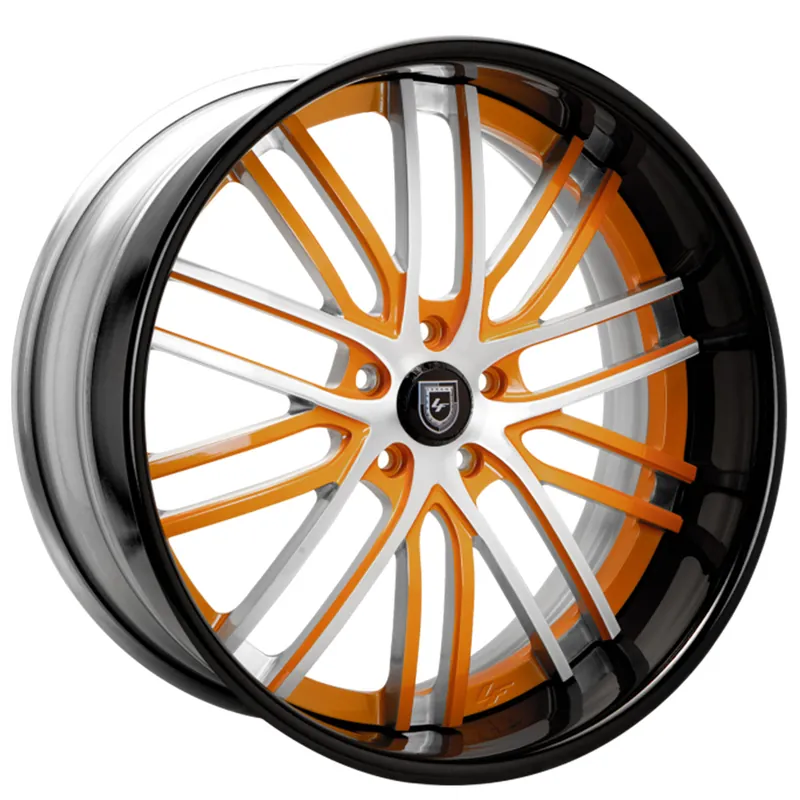 26" Lexani Forged Wheels LF-723 Orange with Brushed Silver Face Accents and Gloss Black Lip Rims Same Day Shipping