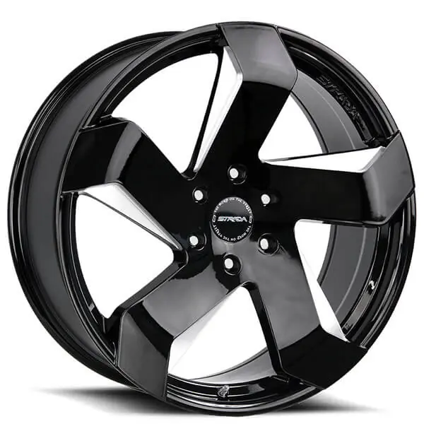 Worldwide Shipping 20" Strada Wheels Coltello Gloss Black Milled Rims