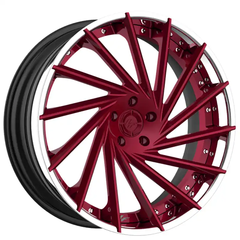 Hassle-Free Returns 21" Lexani Forged Wheels LZ-114 Burgundy Face with Chrome Lip Rims