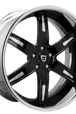 Original 22" Lexani Forged Wheels LF-725 Aqua Gloss Black with Crystal Inserts and Chrome Lip Rims