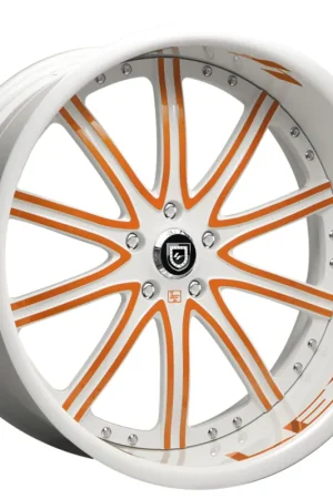 26" Lexani Forged Wheels LF-709 Gloss White with Orange Accents and Lettering on Lip Rims Authentic