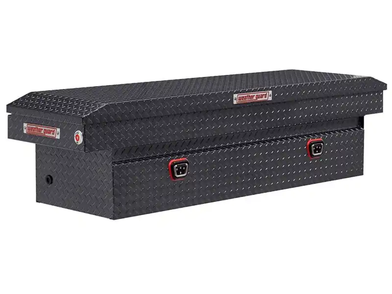 Fan Favorite WEATHER GUARD Full-Size Standard Aluminum Saddle Box - Gunmetal Gray Finish 127-6-04 | RealTruck