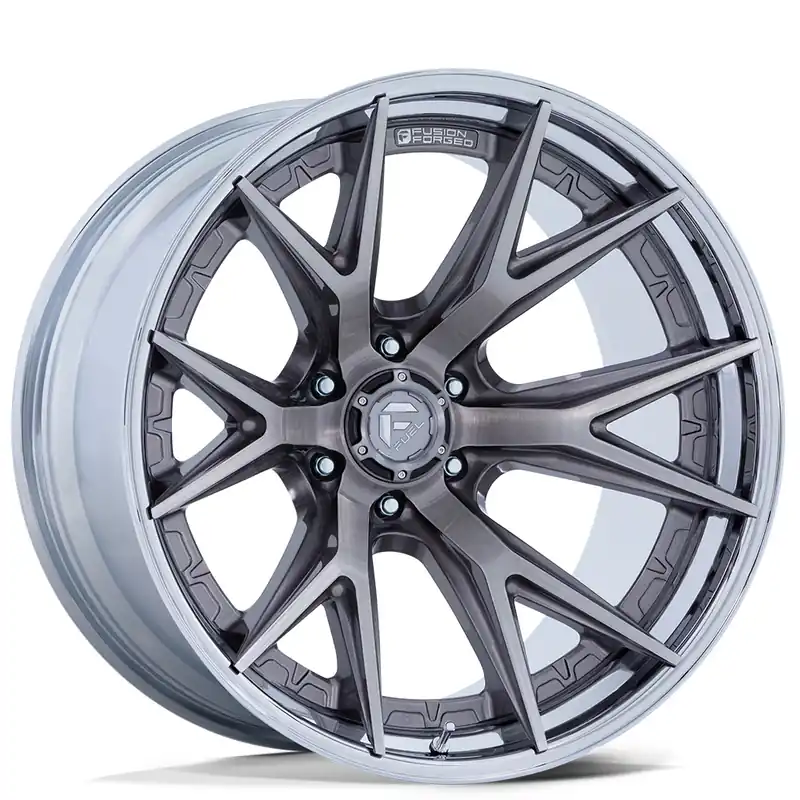 Premium 24" Fuel Wheels FC402 Catalyst Platinum with Chrome Lip Off-Road Fusion Forged Rims