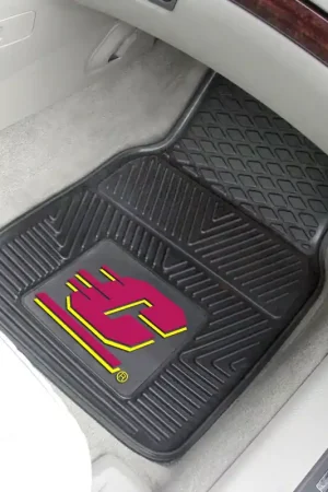 Discount Vinyl Front Floor Mats with Central Michigan University Logo; Black