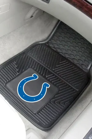 Seasonal Sale Vinyl Front Floor Mats with Indianapolis Colts Logo; Black