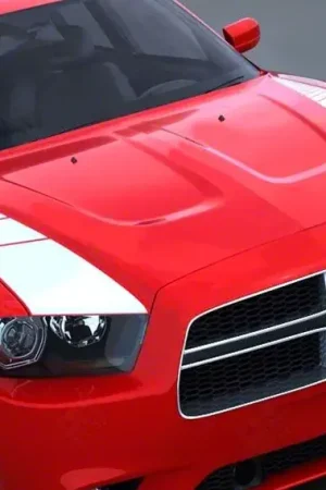 Racing Hood Side Accent Stripes; Gloss Black Factory Price
