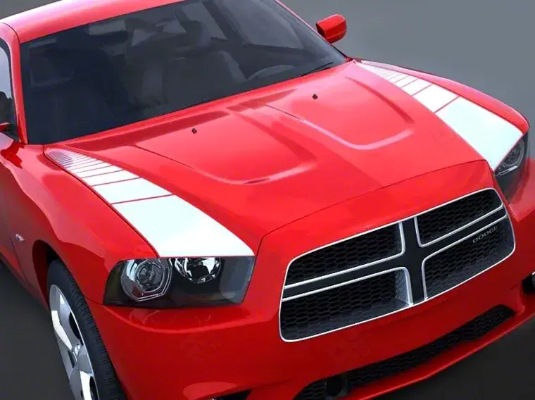 Racing Hood Side Accent Stripes; Gloss Black Factory Price