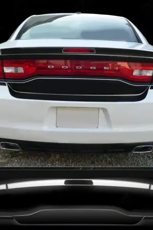 Trunk Deck and Rear Blackout Stripes; Matte Black Premium