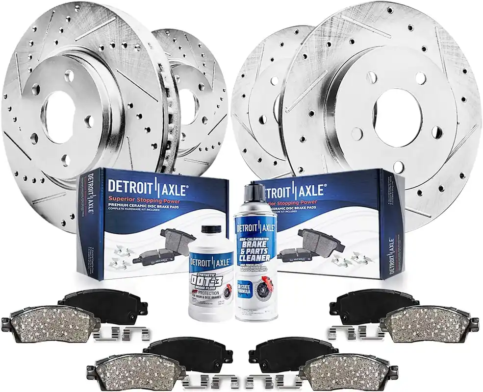 10pc Front & Rear Drilled Slotted Rotors and Ceramic Brake Pads Kit Express Delivery