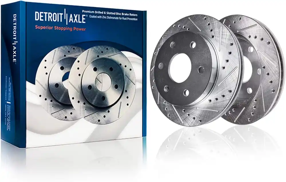Front Drilled and Slotted Brake Rotors (Pair) Exclusive