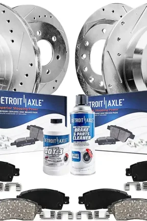 10pc Front & Rear Drilled Slotted Rotors and Ceramic Brake Pads Kit Deal