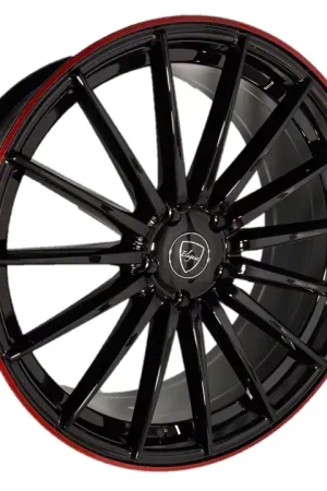 Price Cut Elegant E007 Gloss Black with Candy Red Outline Wheel; 20x8.5; 20mm Offset