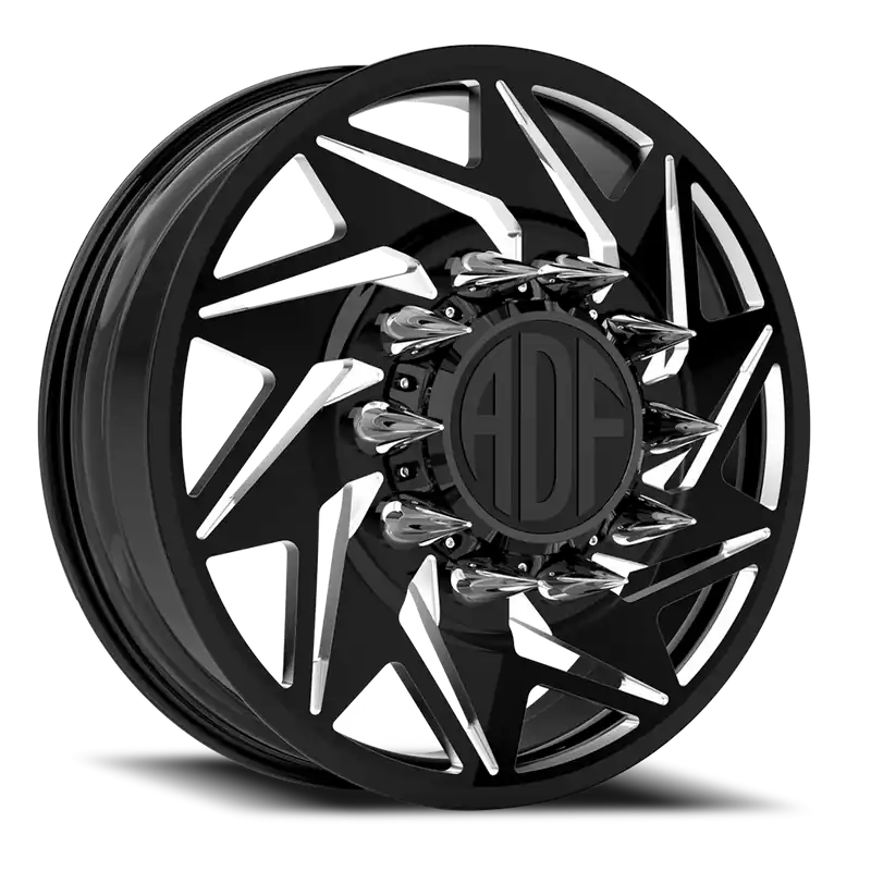 Top Pick Adf Flex Right Dually Wheel 22x8.25 8x170 Gloss Black/Machined 144mm - MINIMUM PURCHASE OF 4 - FREE T-SHIRT INCLUDED!
