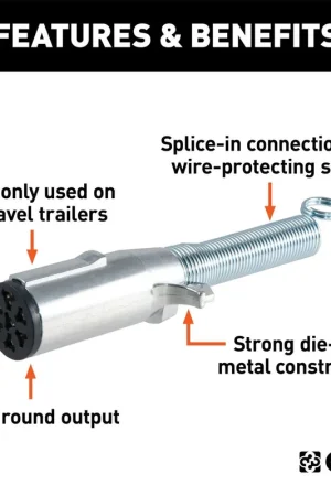 Big Sale Curt 58180 7-Way Round Connector Plug w/Spring