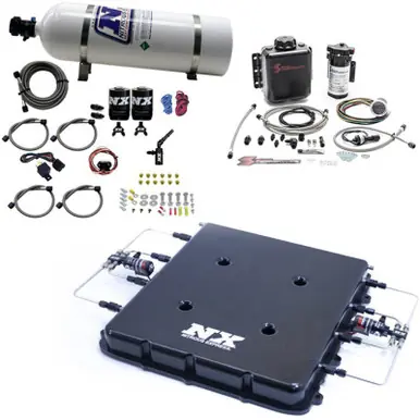 Fresh Stock Nitrous Express Nitrous & Water Injection Kit w/Billet LT4 Supercharger Lid w/15lb Bottle - 20939BMF-15