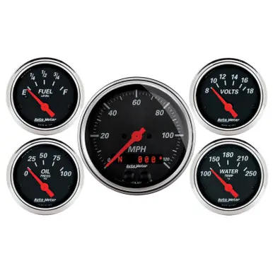 Authentic Autometer Designer Black Dash Kit 5pc MPH / Fuel / Oil / WTMP / Volt - 1450