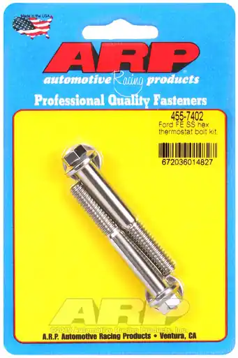 ARP Ford FE SS Hex Thermostat Bolt Kit - 455-7402 Authentic