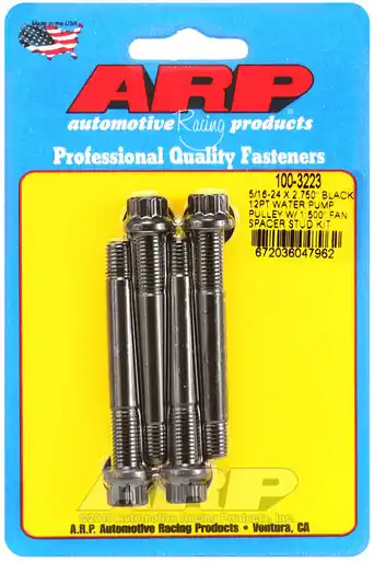 ARP 5/16-24 X 2.750 black 12pt water pump pulley w/ 1.500in fan spacer stud kit - 100-3223 Latest