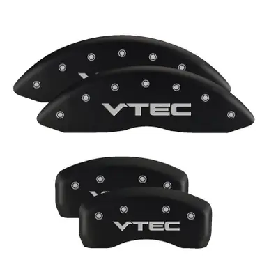 Place Order MGP 4 Caliper Covers Engraved Front & Rear Honda Black finish silver ch - 20197SHONBK